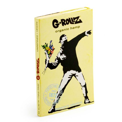 G-ROLLZ | Banksy's Graffiti - Org. Hemp Extra Thin - 50 '1 1/4' Papers + Tips&Tray